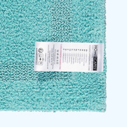 Homescapes Luxury Reversible Cotton Bath Mat Set - Aqua - thumbnail 5