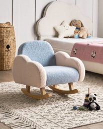 Beliani Kids Rocking Chair Cloud Skare Boucle Light Blue - thumbnail 2