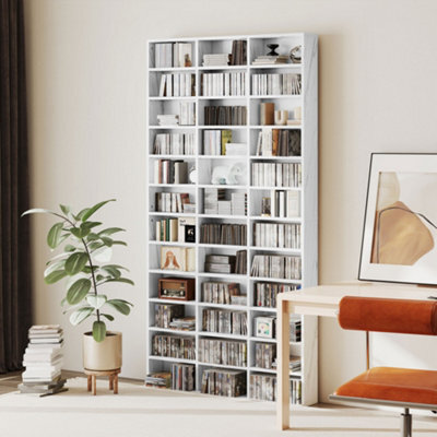 Homcom Dvd Cd Media Storage Rack, Video Display Unit, Marble Effect - image 1