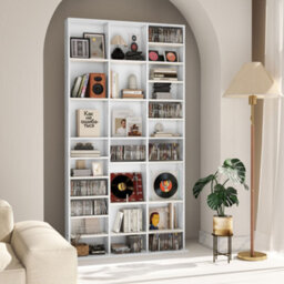 Homcom Dvd Cd Media Storage Rack, Video Display Unit, Marble Effect - thumbnail 9