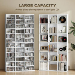 Homcom Dvd Cd Media Storage Rack, Video Display Unit, Marble Effect - thumbnail 4
