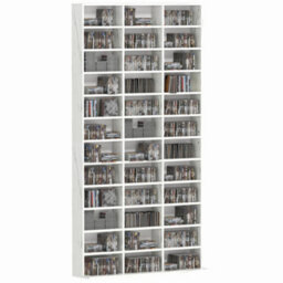 Homcom Dvd Cd Media Storage Rack, Video Display Unit, Marble Effect - thumbnail 2
