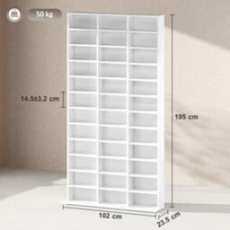 Homcom Dvd Cd Media Storage Rack, Video Display Unit, Marble Effect - thumbnail 3