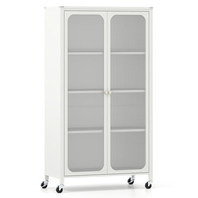 Gainoom White Metal Storage Cabinet File Cabinet With Adjustable Shelves - image 1