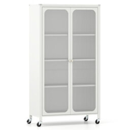 Gainoom White Metal Storage Cabinet File Cabinet With Adjustable Shelves - thumbnail 1