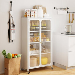 Gainoom White Metal Storage Cabinet File Cabinet With Adjustable Shelves - thumbnail 3