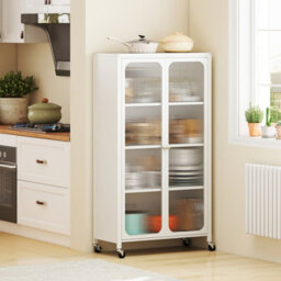 Gainoom White Metal Storage Cabinet File Cabinet With Adjustable Shelves - thumbnail 5