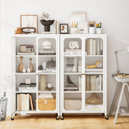 Gainoom White Metal Storage Cabinet File Cabinet With Adjustable Shelves - thumbnail 4