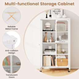 Gainoom White Metal Storage Cabinet File Cabinet With Adjustable Shelves - thumbnail 6