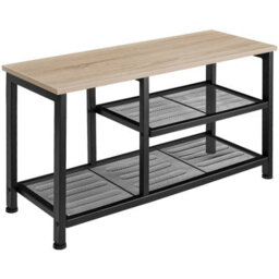 Tectake Shoe Rack Taunton - Surface Shelf And 2 Grid Shelves, Industrial Style -  - Industrial Wood Light, Oak Sonoma - thumbnail 1