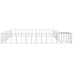 Berkfield Durable Dog Kennel Silver 37.51 M2 Steel - thumbnail 3