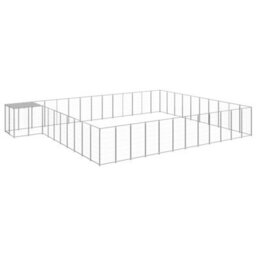 Berkfield Durable Dog Kennel Silver 37.51 M2 Steel - thumbnail 2