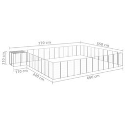Berkfield Durable Dog Kennel Silver 37.51 M2 Steel - thumbnail 6