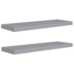 Berkfield Floating Wall Shelves 2 Pcs Grey 80X23.5X3.8 Cm Mdf - thumbnail 2