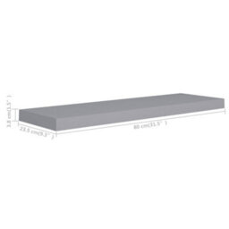Berkfield Floating Wall Shelves 2 Pcs Grey 80X23.5X3.8 Cm Mdf - thumbnail 8