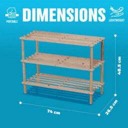 Wooden Shoe Rack Footwear Storage Organiser Unit Shelf Books Tier Slated Natural Stackable Organiser Shoes Shelves 3 Tier - thumbnail 5