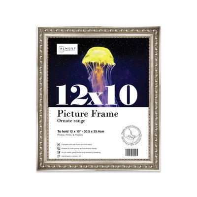12X10 Silver Ornate Picture Frame (30.5 X 25.4Cm) Poster, Photo, Artwork, Gallery Wall Or Print - image 1