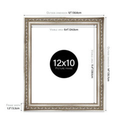 12X10 Silver Ornate Picture Frame (30.5 X 25.4Cm) Poster, Photo, Artwork, Gallery Wall Or Print - thumbnail 2