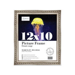12X10 Silver Ornate Picture Frame (30.5 X 25.4Cm) Poster, Photo, Artwork, Gallery Wall Or Print - thumbnail 1