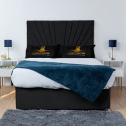 UKBEDFURNITURE Sunrise Black Plush  Divan Bed Base With 26 Inch Headboard - No Storage - thumbnail 1