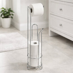3-Roll Free-Standing Chrome Toilet Paper Holder - thumbnail 3