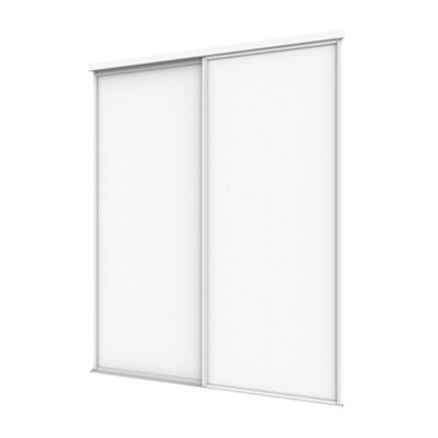A-Class Sliding Doors Set Of 2 Matt White Sliding Wardrobe Door Kit In White Frame & Tracks, Opening Height (H) 225-226Cm & Width (W) 149-150Cm - image 1