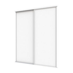 A-Class Sliding Doors Set Of 2 Matt White Sliding Wardrobe Door Kit In White Frame & Tracks, Opening Height (H) 225-226Cm & Width (W) 149-150Cm - thumbnail 1