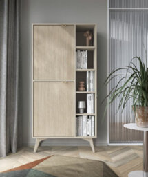 Arte Elegant Forest Highboard Cabinet H1600mm W800mm D380mm In Beige & Oak Scandi - A Stylish Storage Solution - thumbnail 7