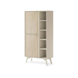 Arte Elegant Forest Highboard Cabinet H1600mm W800mm D380mm In Beige & Oak Scandi - A Stylish Storage Solution