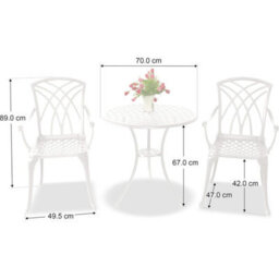Centurion Supports Oshowa Luxurious Garden And Patio Table And 4 Large Chairs With Armrests Cast Aluminium Bistro Set - White - thumbnail 6