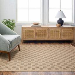 Livabliss Mirage-Cottage Tan Black Checkered Fringe In- & Outdoor Jute-Look Rug 200 X 275 Cm Easy Care, Non Shedding - thumbnail 2