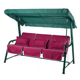 Alfresia Turin 3-Seater Reclining Swing Seat Green Frame With Luxury Wine Red Cushion