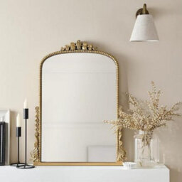 Biznest 53.8X65Cm Gold Tone Antique Rectangular Wall Mirror For Living Room Bedroom Hallway Home Decor Birthday Housewarming Gift