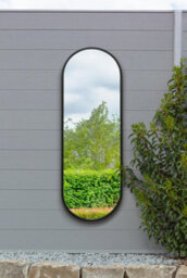 "MirrorOutlet Mirroroutvultus - New Black Metal Framed Double Arched Outdoor Garden Wall Mirror 63"" X 22"" (160Cm X 55Cm)" - thumbnail 5