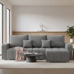 Abrielle Grey Reversible Corner Sofa Bed Pull Out Guest Bed With Built In Storage Compartment - thumbnail 3