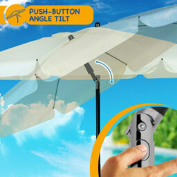 Sunmer 2M Parasol With Tilt, Uv Light Protection, Easy To Open And Close, Water Resistant - Ivory - thumbnail 6