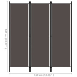 Vidaxl 3-Panel Room Divider Anthracite 150X180 Cm Room Dividers - thumbnail 3