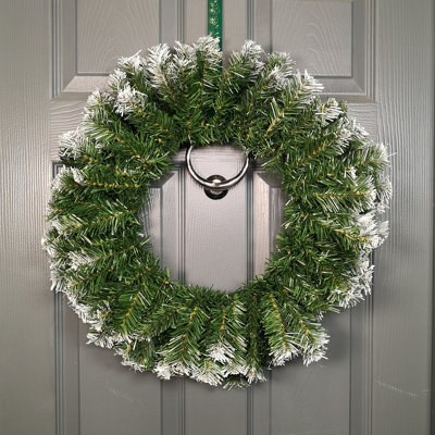 Samuel Alexander 55Cm Premier Christmas Snow Tipped Green Pine Pvc Door Wreath - image 1