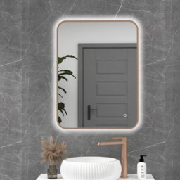 Royal Bathrooms Luton 600 X 800mm Brushed Bronze Backlit Framed Led Illuminated Bathroom Mirror With Touch Sensor & Anti-Fog - thumbnail 1
