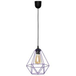 Luminosa Lighting Luminosa Karo Wire Frame Pendant Ceiling Light Black, Purple 24Cm