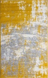 Loomed Yellow Ochre Grey Distressed Abstract Living Room Rug 80X150Cm - thumbnail 1