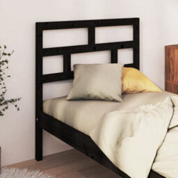 Berkfield Bed Headboard Black 81X4X100 Cm Solid Wood Pine - thumbnail 3