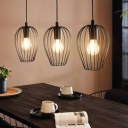 Eglo Newtown Vintage 3-Light Pendant With Black Caged Shades - thumbnail 1