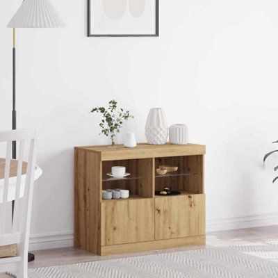 Vidaxl Led Sideboard Brown 81 X 37 X 66.5 Cm Engineered Wood - image 1
