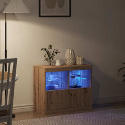 Vidaxl Led Sideboard Brown 81 X 37 X 66.5 Cm Engineered Wood - thumbnail 4