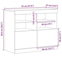 Vidaxl Led Sideboard Brown 81 X 37 X 66.5 Cm Engineered Wood - thumbnail 3
