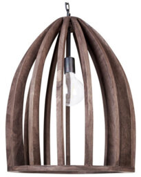 Wyld And Coco Mango Wood Pendant Lamp, Dark Brown Open Cage Shade, Handmade - W45 X D45 X H165 Cm - thumbnail 3