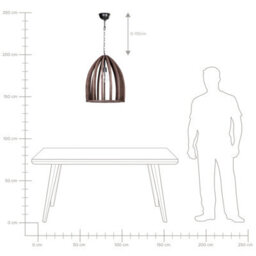 Wyld And Coco Mango Wood Pendant Lamp, Dark Brown Open Cage Shade, Handmade - W45 X D45 X H165 Cm - thumbnail 7