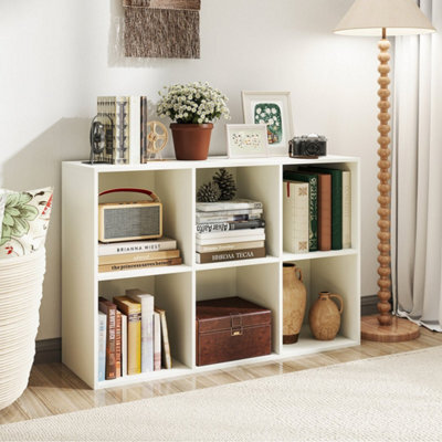 White Modern 6 Cube Bookshelf Display Rack Horizontal Vertical Bookcase Organizer - image 1