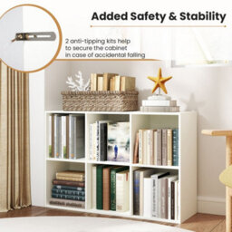 White Modern 6 Cube Bookshelf Display Rack Horizontal Vertical Bookcase Organizer - thumbnail 5